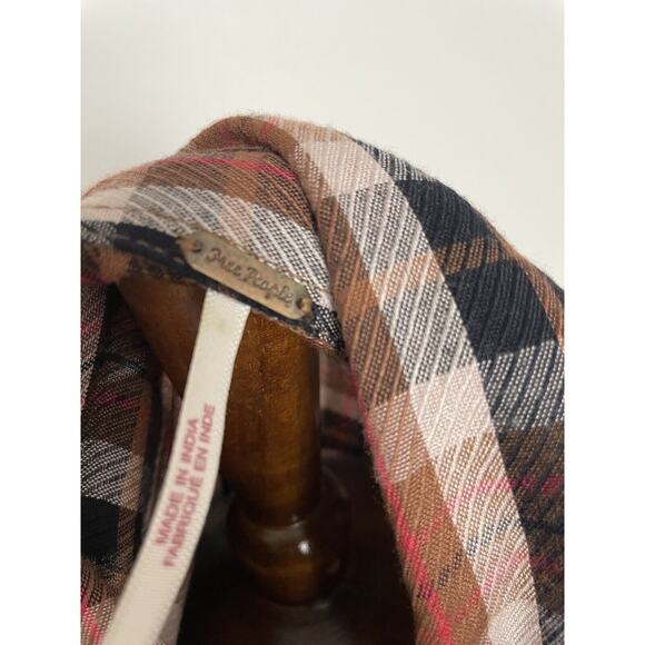 Free People Button Down Shirt Plaid Embroidered Sequin FLAW - Picture 13 of 13